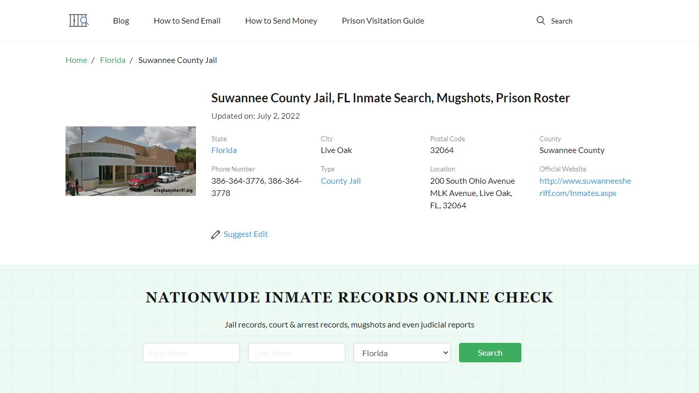 Suwannee County Jail, FL Inmate Search, Mugshots, Prison ...