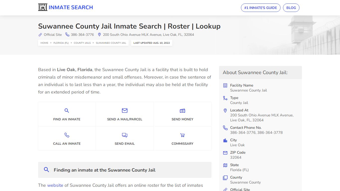 Suwannee County Jail Inmate Search | Roster | Lookup